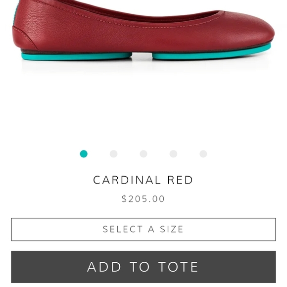 Tieks Cardinal Red Leather Flats, Like New - Picture 2 of 11